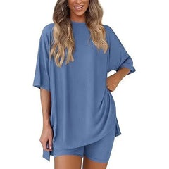 Effortless Summer Lounge Set Oversized Tee + Biker Shorts