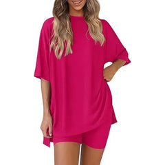Effortless Summer Lounge Set Oversized Tee + Biker Shorts