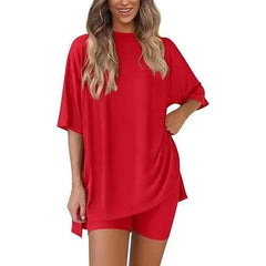 Effortless Summer Lounge Set Oversized Tee + Biker Shorts