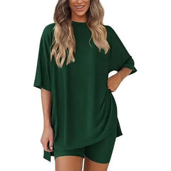 Effortless Summer Lounge Set Oversized Tee + Biker Shorts