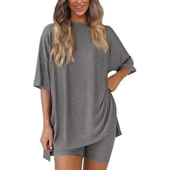 Effortless Summer Lounge Set Oversized Tee + Biker Shorts