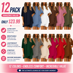 Women's Summer 2 Piece Lounge Set Oversized T-Shirt & Biker Shorts Matching Airport Travel Outfit