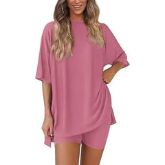 Effortless Summer Lounge Set Oversized Tee + Biker Shorts