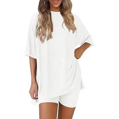 Effortless Summer Lounge Set Oversized Tee + Biker Shorts