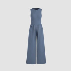 Soft & Stretchy Sleeveless Wide Leg Jumpsuit with Pockets