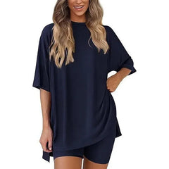 Effortless Summer Lounge Set Oversized Tee + Biker Shorts