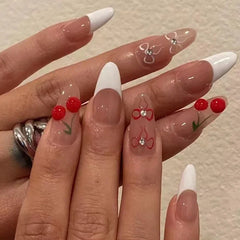 Cyflymder Flame Heart Bowknot Cherry Stars Lips Nail Art Y2K Cool Sweet Style Fake Nails Detachable Finished False Nails Press on Nails