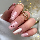 Cyflymder 24Pcs Fake Nails Press On Supplies False Charms Tips For ABS Nail Art And Decorations Manicure Extension Contains Jelly Gel
