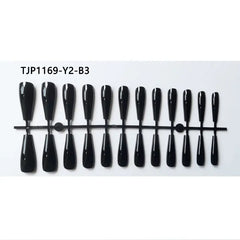 Cyflymder 24Pcs Long Square False Nails Simple White French Fake Nails Wearable Ballet Coffin Full Cover Nail Tips ABS Press on Nails
