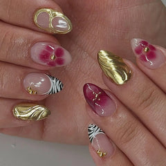 Cyflymder 24pcs Short Almond Press on Nails Simple False Nails Wearable Stick-on Nails Fake Nail Накладные Ногти 네일팁 Uñas Postizas Mujer