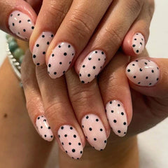 Cyflymder Bowknot Pearl French Brown Wearable Nail Art White Round Polka Dot Fake Nails Detachable Finished False Nails Press on Nails