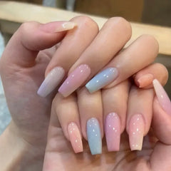 Cyflymder 24Pcs/1Box Fake Nails Art Press On False On Practice Hand For Material Formas Fingernails Fake Products Accessories Pink Design