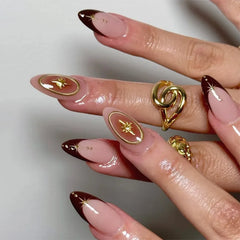 Cyflymder 24pcs Short Almond Press on Nails Simple False Nails Wearable Stick-on Nails Fake Nail Накладные Ногти 네일팁 Uñas Postizas Mujer
