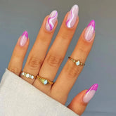Cyflymder 24Pcs Fake Nails Supplies For Professionals False ABS Press On With Design Long French Tips Black Reusable Nails Coffin
