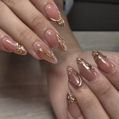 Cyflymder 24pcs Short Almond Press on Nails Simple False Nails Wearable Stick-on Nails Fake Nail Накладные Ногти 네일팁 Uñas Postizas Mujer