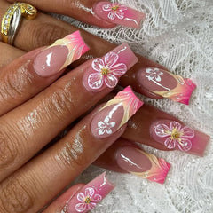 Cyflymder 24pcs Brown French Square Press on Nails Retro False Nails Wearable Stick-on Nails Fake Nail Uñas Postizas Накладные Ногти 네일팁