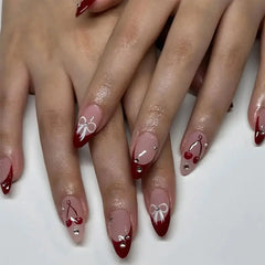 Cyflymder Flame Heart Bowknot Cherry Stars Lips Nail Art Y2K Cool Sweet Style Fake Nails Detachable Finished False Nails Press on Nails