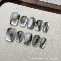 Cyflymder 10Pcs Cat Eye Square Handmade Press on Nails Blurred Fake Nails Wearable Stick-on Nails Full Cover False Nail Накладные Ногти