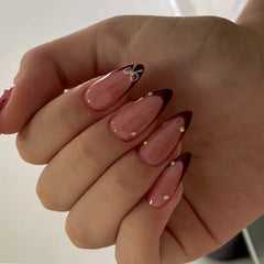 Cyflymder 24Pcs French White Lace Nails Set Press on Bow Flower Pearl Full Cover Fake Nails Tips Mid-length Almond Detachable False Nails