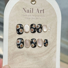 Cyflymder 10Pcs Cat Eye Handmade Press on Nails Flower Pattern Fake Nails Wearable Stick-on Nail False Nails Накладные Ногти Uñas Postizas