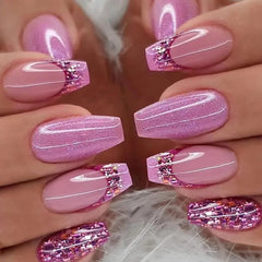 Cyflymder 24Pcs Fake Nails Press On Supplies False Charms Tips For ABS Nail Art And Decorations Manicure Extension Contains Jelly Gel