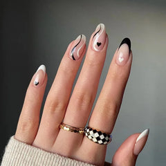 Cyflymder 24pcs/set Sliver Glitter Almond Press on Nails Simple False Nails Wearable Stick-on Nails Fake Nail 네일팁 Накладные Ногти Uñas