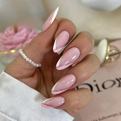 Cyflymder 24pcs/set Sliver Glitter Almond Press on Nails Simple False Nails Wearable Stick-on Nails Fake Nail 네일팁 Накладные Ногти Uñas