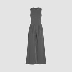 Soft & Stretchy Sleeveless Wide Leg Jumpsuit with Pockets