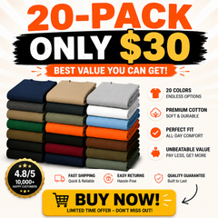 ⭐ Heavyweight Cotton Work T-Shirts 20-Pack Value Bundle