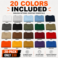 ⭐ Heavyweight Cotton Work T-Shirts 20-Pack Value Bundle