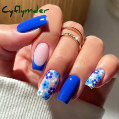 Cyflymder 24Pcs Mid-length Ballet False Nails Red Love Pattern Design Press on Nails Simple Wearable Finished Coffin Fake Nail Tips