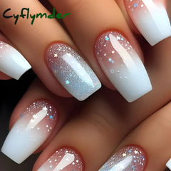 Cyflymder 24Pcs Mid-length Ballet False Nails Red Love Pattern Design Press on Nails Simple Wearable Finished Coffin Fake Nail Tips