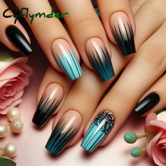 Cyflymder 24Pcs Mid-length Ballet False Nails Red Love Pattern Design Press on Nails Simple Wearable Finished Coffin Fake Nail Tips