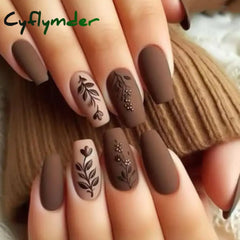 Cyflymder 24Pcs Mid-length Ballet False Nails Red Love Pattern Design Press on Nails Simple Wearable Finished Coffin Fake Nail Tips