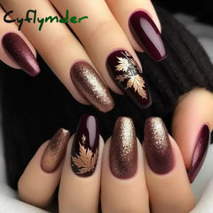 Cyflymder 24Pcs Mid-length Ballet False Nails Red Love Pattern Design Press on Nails Simple Wearable Finished Coffin Fake Nail Tips