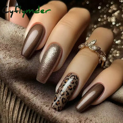 Cyflymder 24Pcs Mid-length Ballet False Nails Red Love Pattern Design Press on Nails Simple Wearable Finished Coffin Fake Nail Tips