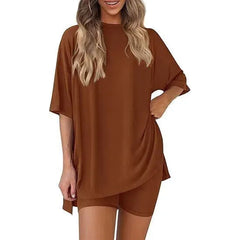 Effortless Summer Lounge Set Oversized Tee + Biker Shorts