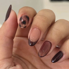 Cyflymder  Pink Leopard Print Shiny Cat Eye French Nail Art Silver Metal Bowknot False Nails Detachable Finished Fake Nails Press on Nails