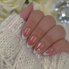 Cyflymder  24Pcs Short Almond Fake Nails Red Love Heart Cherry Star Press on False Nails Shiny Powder Grid Detachable Full Cover Nails Tips