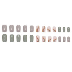Cyflymder 24 pieces of short square press on nails, simple and fashionable fake nails with 1 nail glue and 1 nail file  w1059