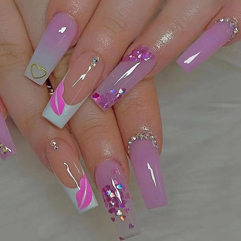 Cyflymder  24Pcs Long Square False Nails Simple White French Fake Nails Wearable Ballet Coffin Full Cover Nail Tips ABS Press on Nails