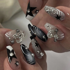 Cyflymder  Flame Heart Bowknot Cherry Stars Lips Nail Art Y2K Cool Sweet Style Fake Nails Detachable Finished False Nails Press on Nails