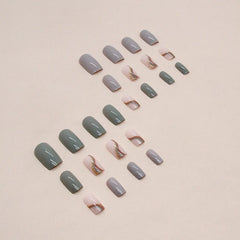 Cyflymder 24 pieces of short square press on nails, simple and fashionable fake nails with 1 nail glue and 1 nail file  w1059