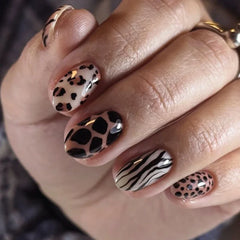 Cyflymder  Pink Leopard Print Shiny Cat Eye French Nail Art Silver Metal Bowknot False Nails Detachable Finished Fake Nails Press on Nails