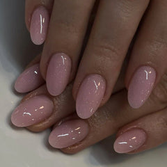 Cyflymder  Red Pink French Polka Dot Round Dot Wearable Nail Art Short Almond Fake Nails Detachable Finished False Nails Press on Nails