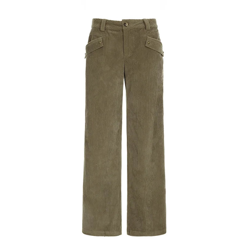 Cyflymder  Casual Amercian Vinateg Autumn Winter Ccorduroy Pants Y2k Aesthetic Fashion All Match Trousers Harajuku Punk Rivet Nail Pants