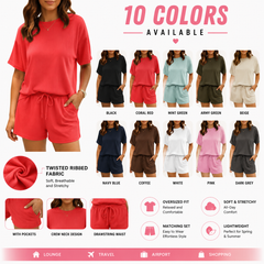 Twisted Ribbed Lounge Set – Soft Stretch Two Piece Outfit for Women