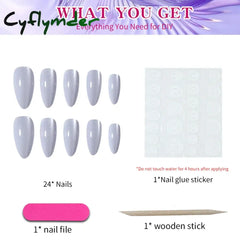 Cyflymder 24pcs Removable Cat Eye Almond Nails, Press On Nails, Y2K Nails. press nail full cover nail, fake nail, by woman & girl y2k